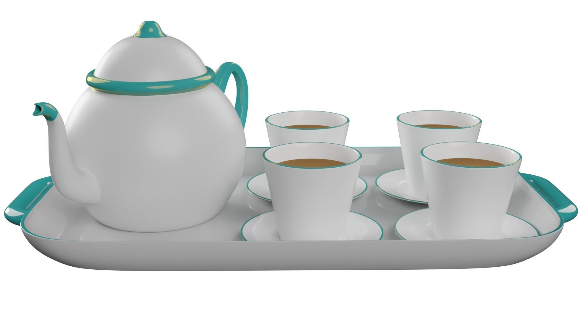 Tea cup set 3D model_1