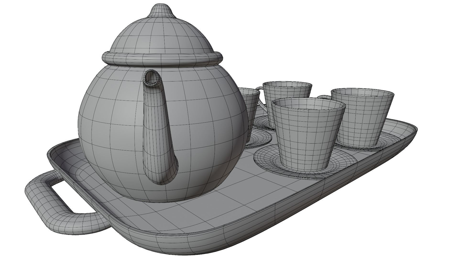 Tea cup set 3D model_9