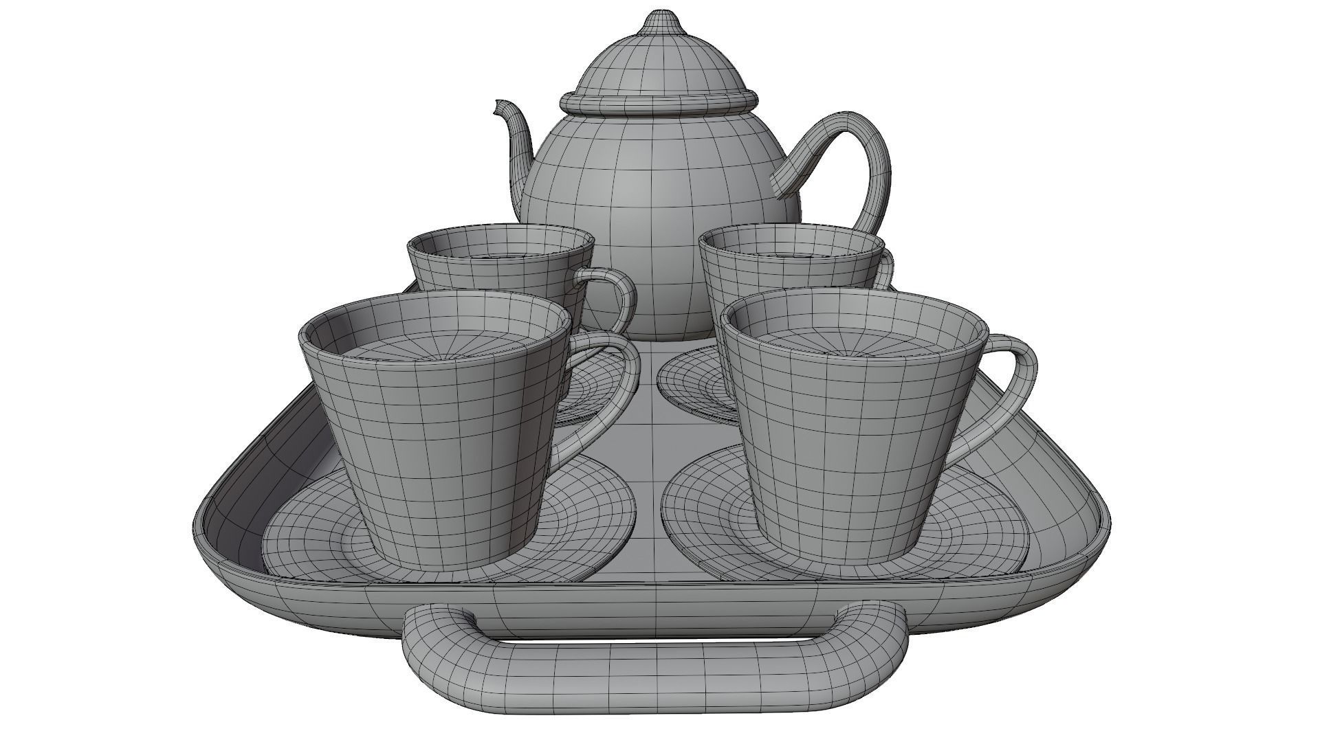 Tea cup set 3D model_12