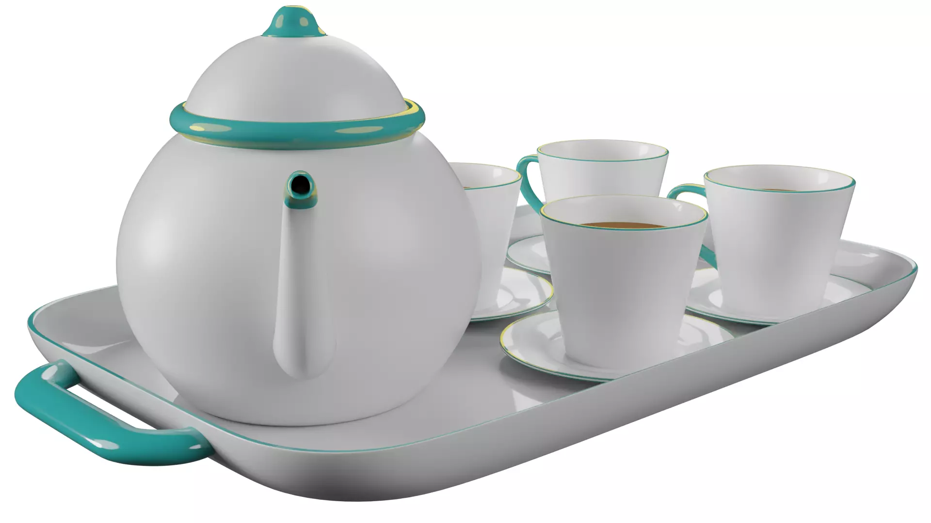 Tea cup set 3D model_0