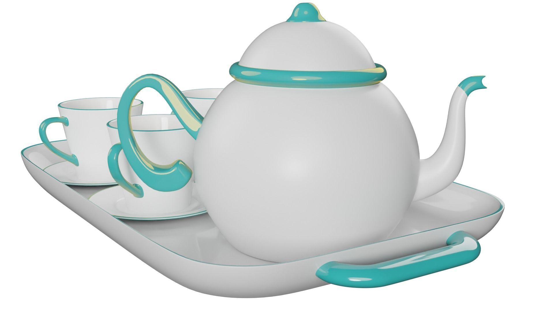 Tea cup set 3D model_6