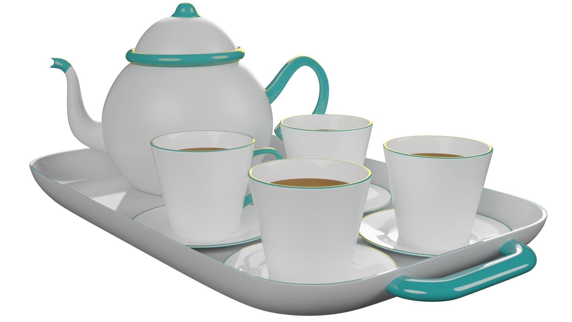 Tea cup set 3D model_2