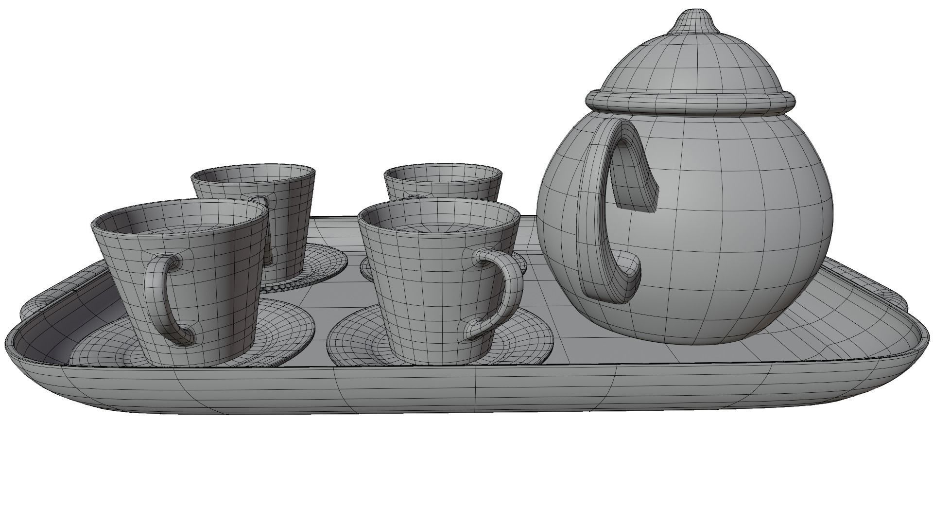 Tea cup set 3D model_14