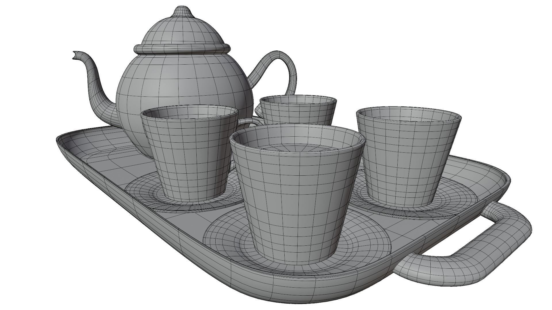 Tea cup set 3D model_11