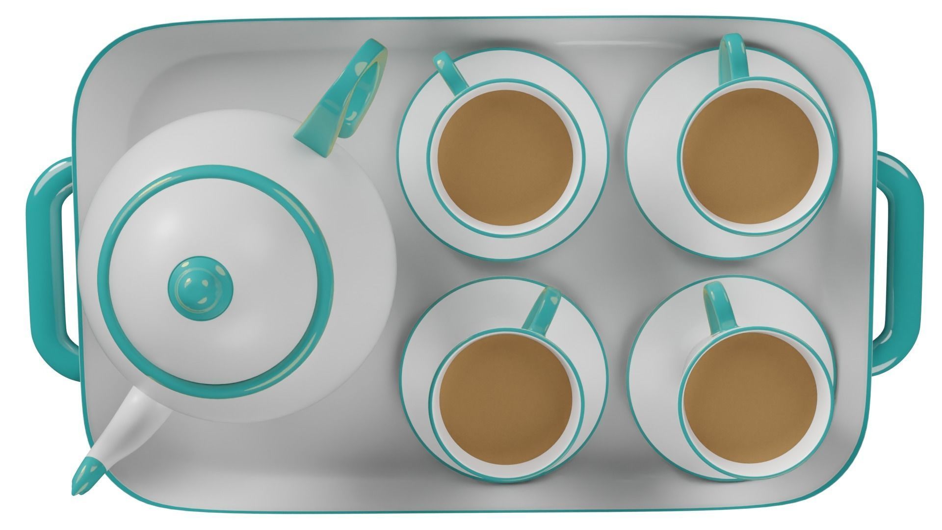 Tea cup set 3D model_8