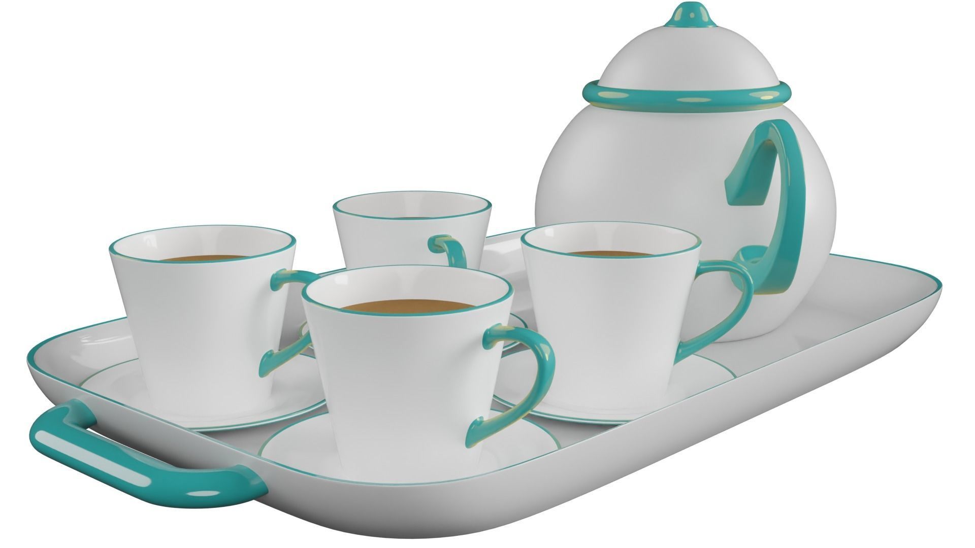 Tea cup set 3D model_4