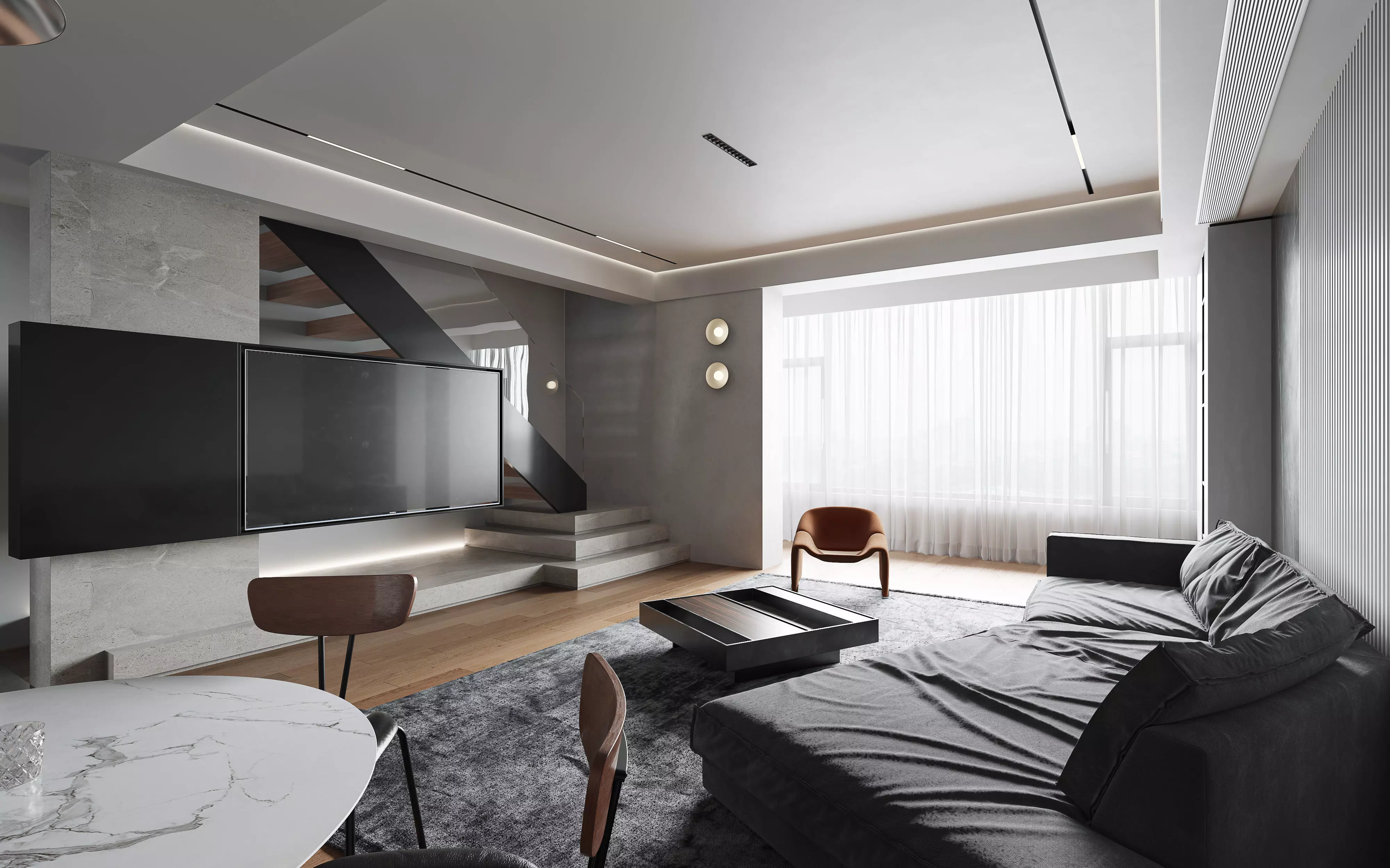 Minimalist Apartment Interior Design 3D model_0