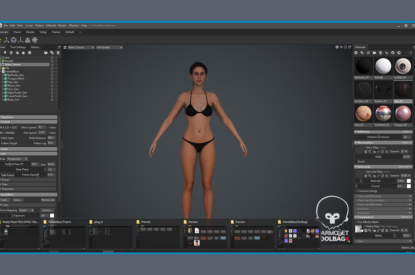Female Base Rig Low-poly 3D model_11