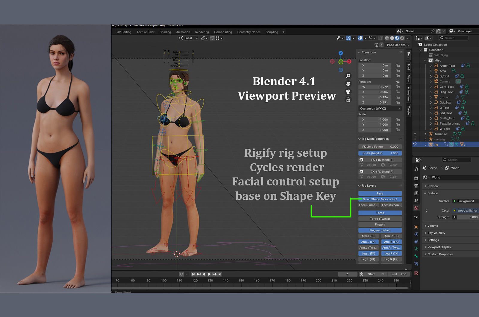 Female Base Rig Low-poly 3D model_14