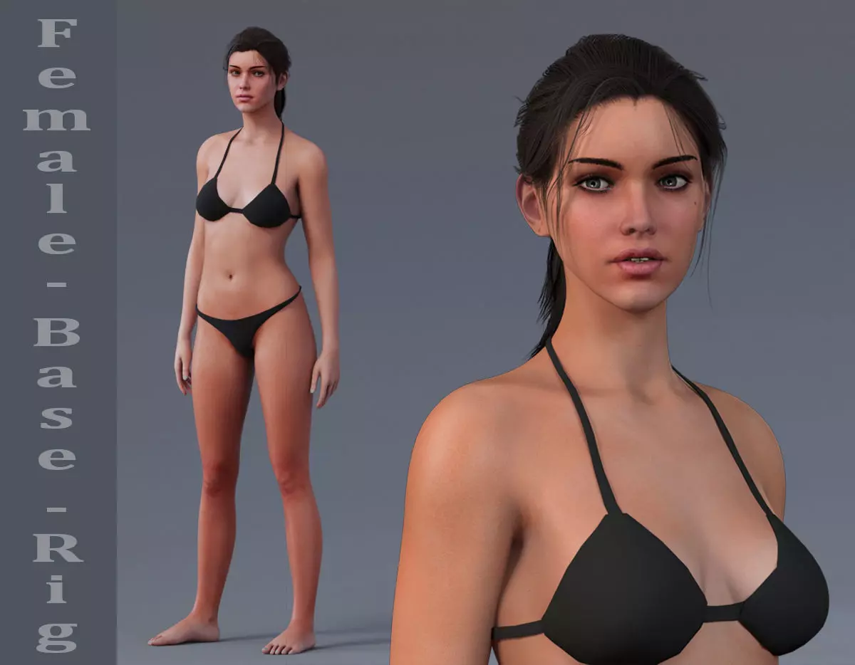 Female Base Rig Low-poly 3D model_0