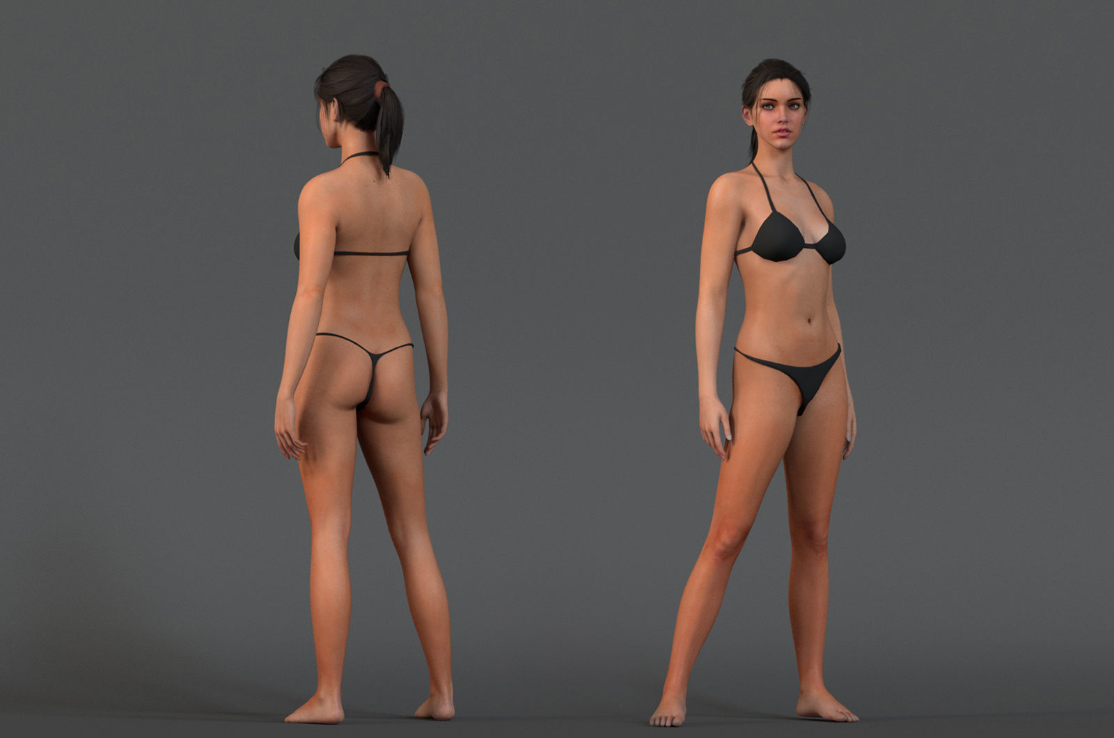 Female Base Rig Low-poly 3D model_2