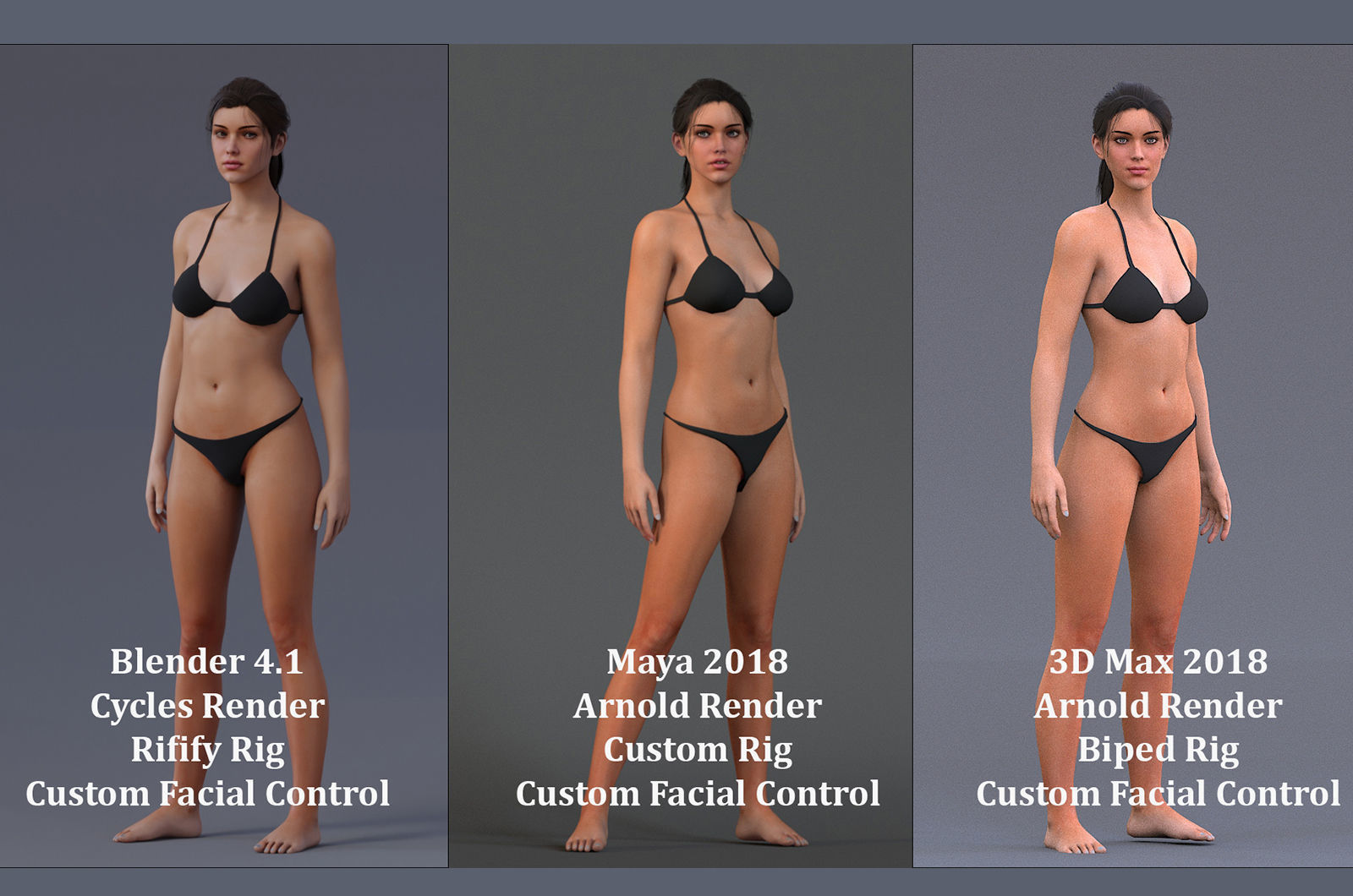 Female Base Rig Low-poly 3D model_8