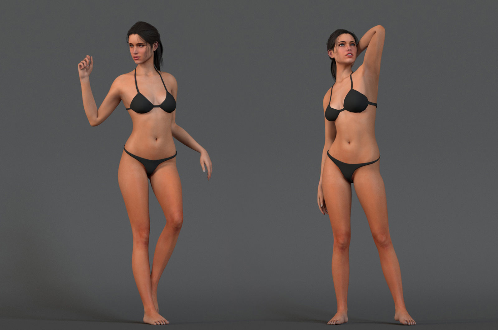 Female Base Rig Low-poly 3D model_3