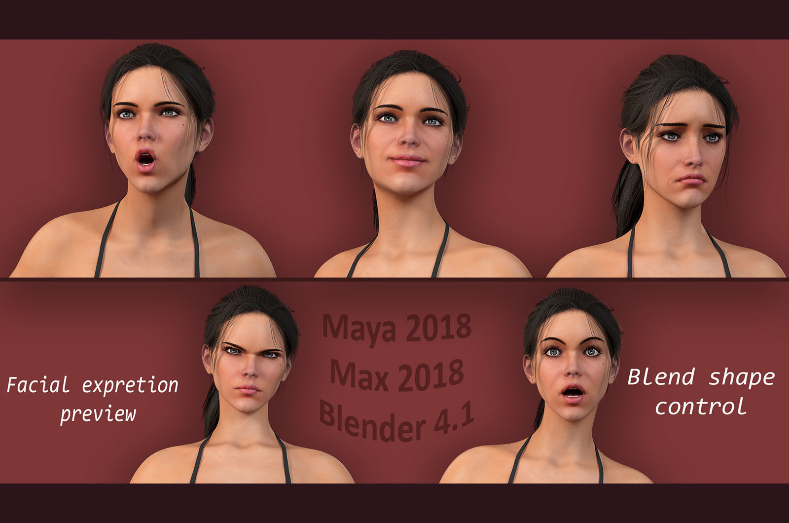 Female Base Rig Low-poly 3D model_7
