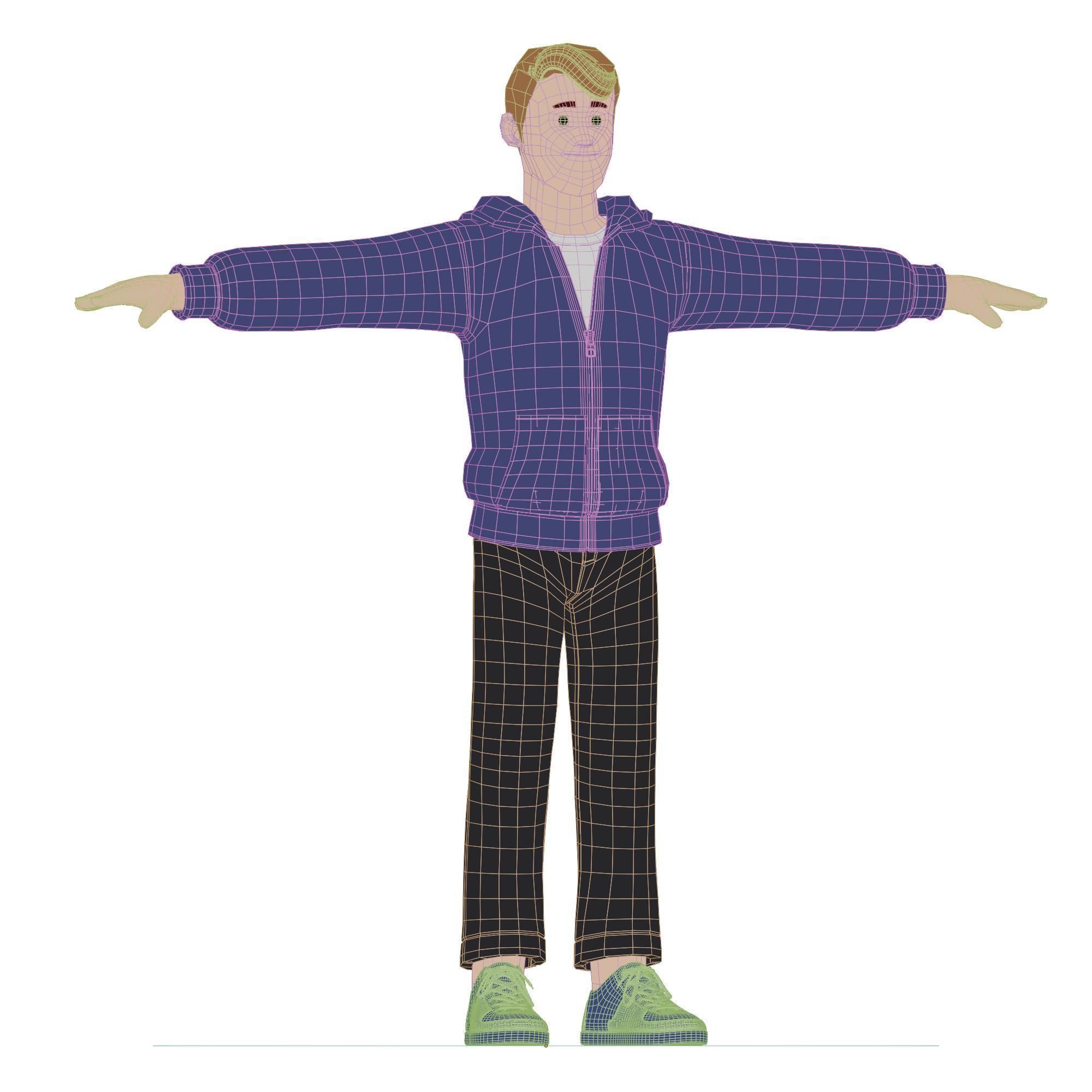 Cartoon Man Rigged Low-poly 3D model_37