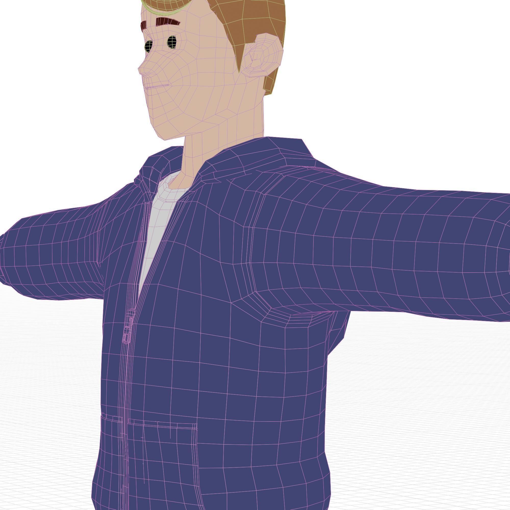 Cartoon Man Rigged Low-poly 3D model_21