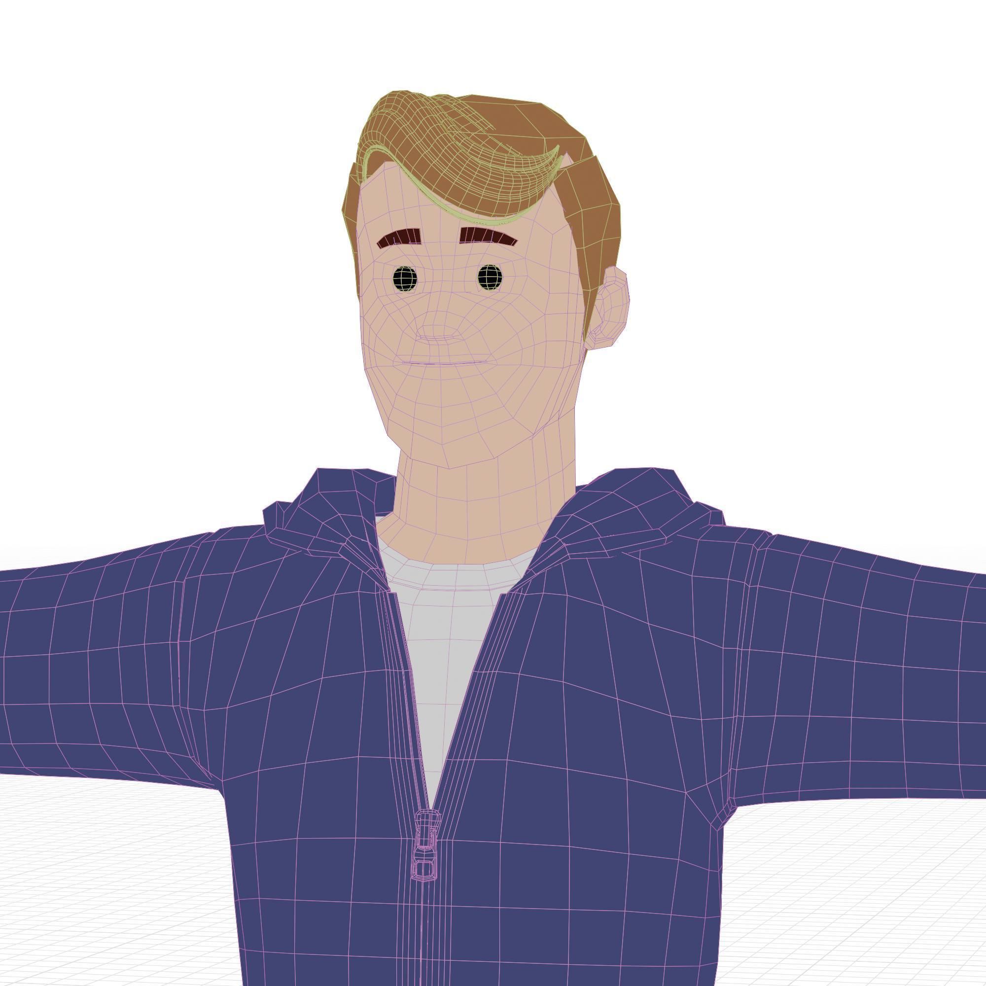 Cartoon Man Rigged Low-poly 3D model_20