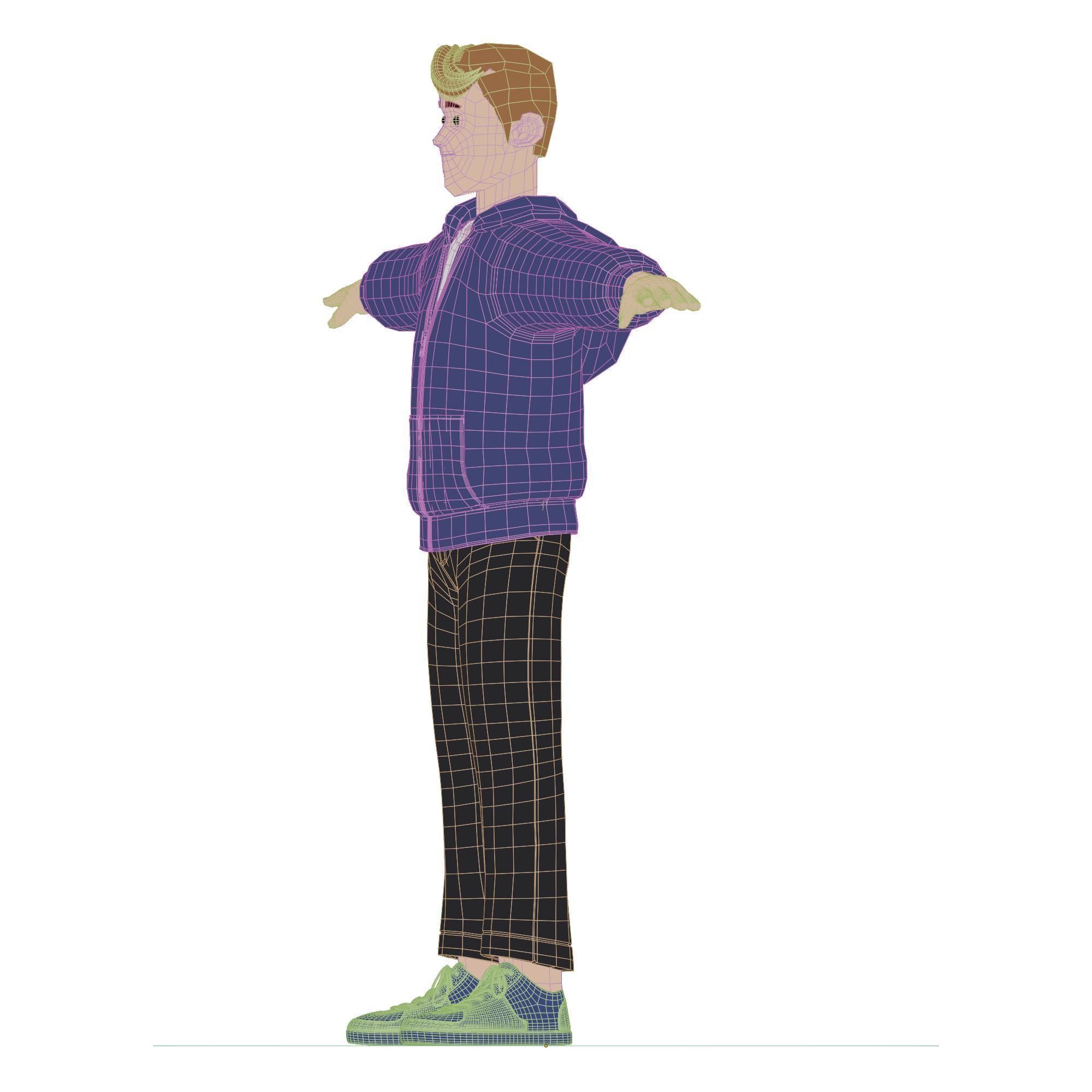 Cartoon Man Rigged Low-poly 3D model_33