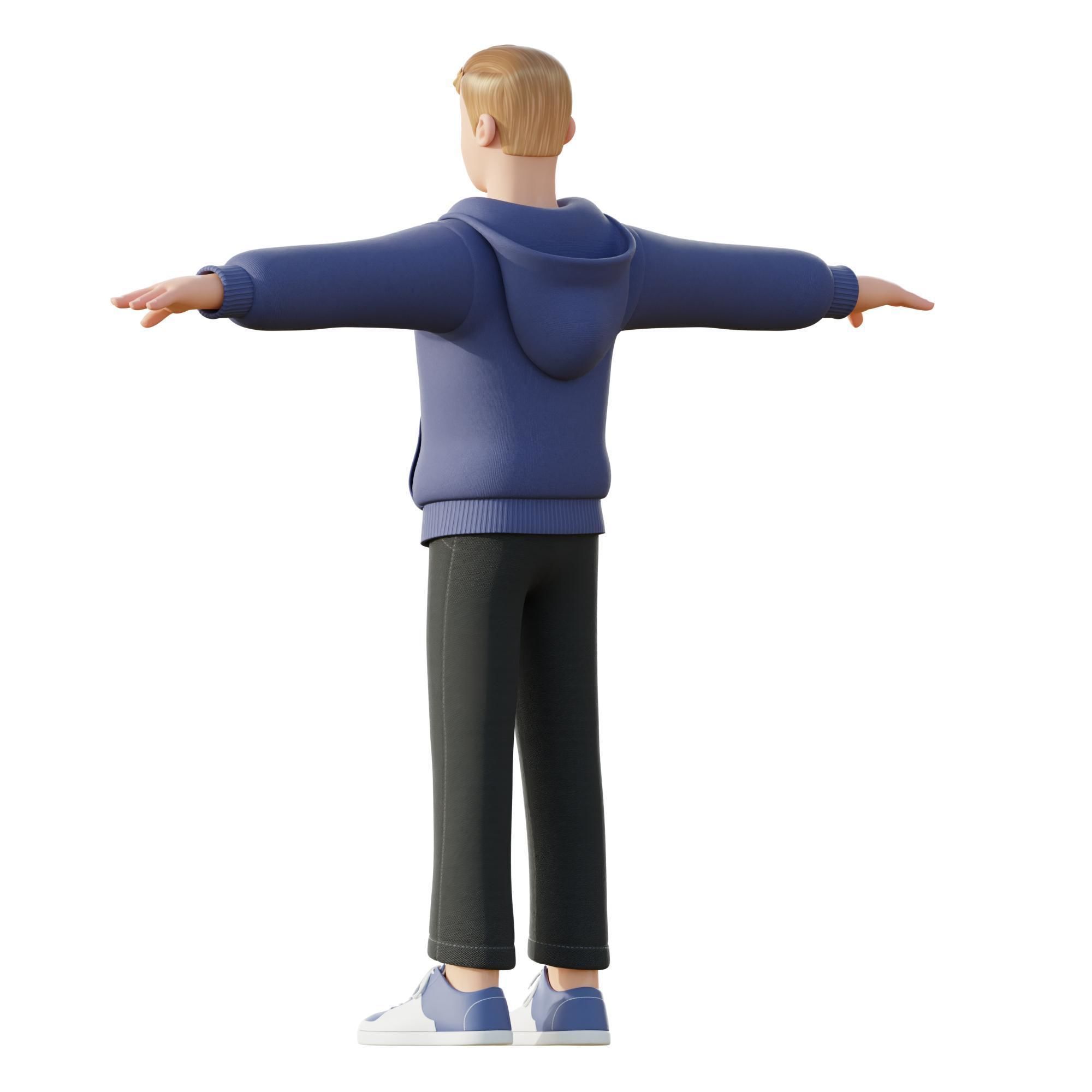 Cartoon Man Rigged Low-poly 3D model_15