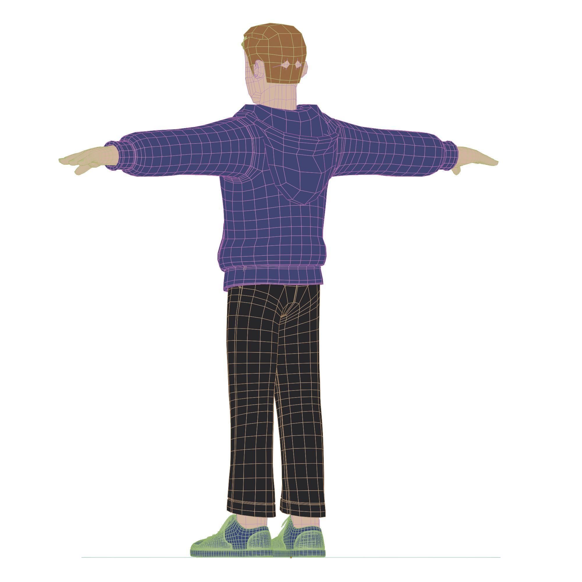 Cartoon Man Rigged Low-poly 3D model_34