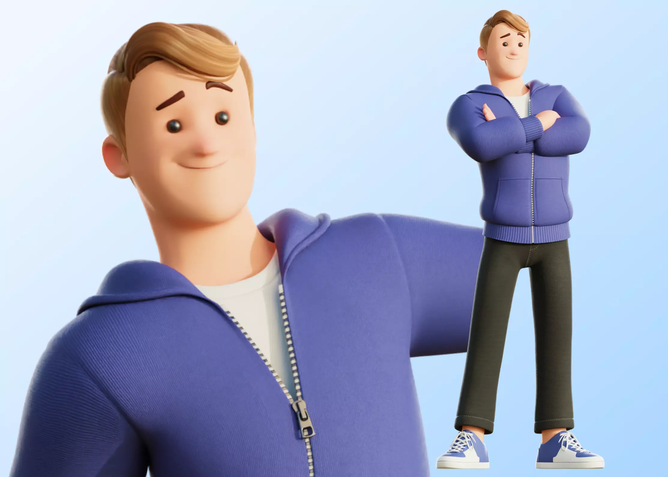 Cartoon Man Rigged Low-poly 3D model_0