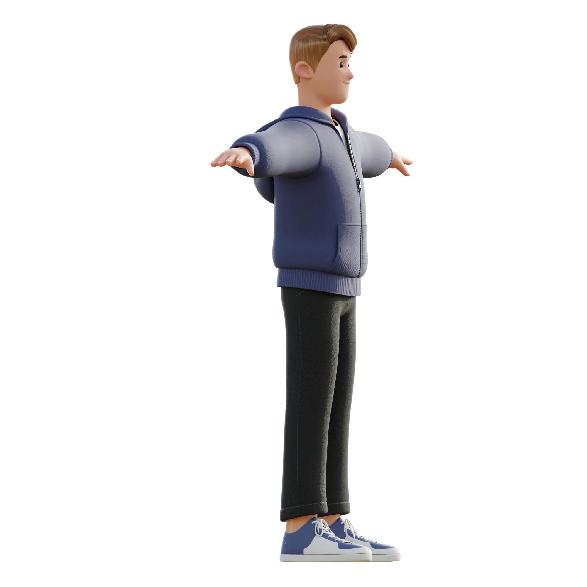 Cartoon Man Rigged Low-poly 3D model_17