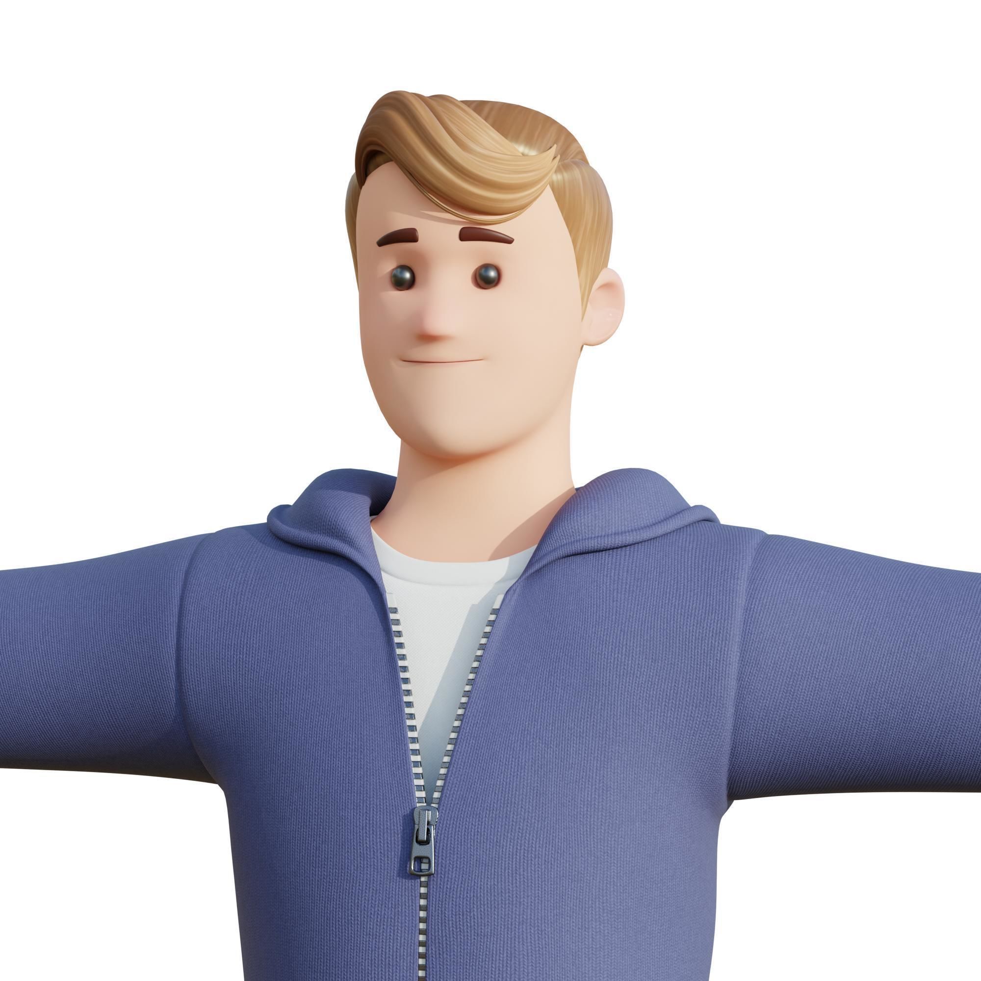 Cartoon Man Rigged Low-poly 3D model_39