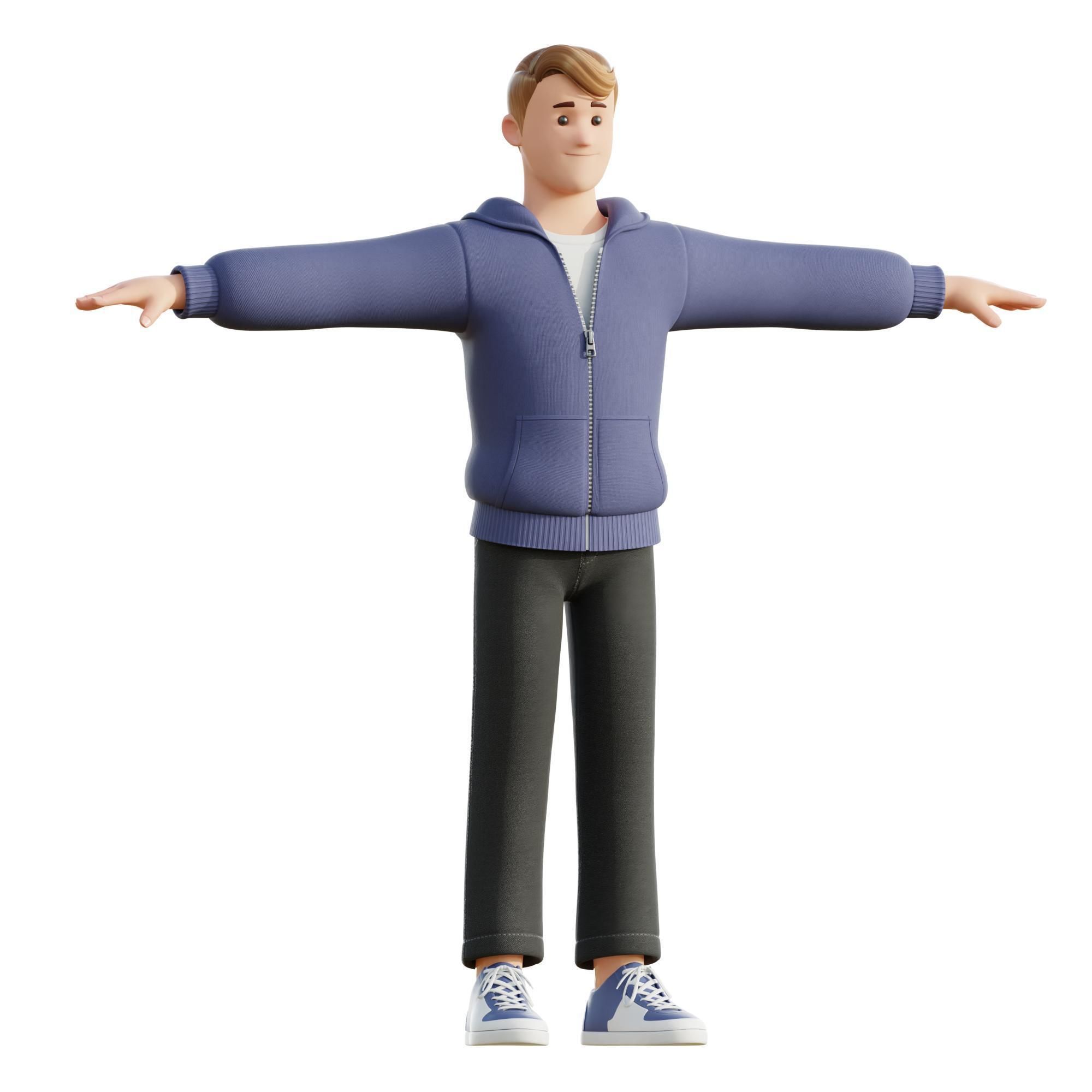 Cartoon Man Rigged Low-poly 3D model_18