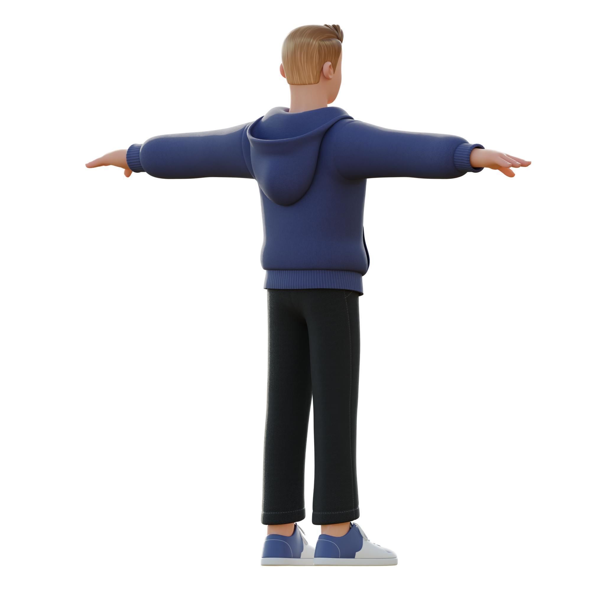 Cartoon Man Rigged Low-poly 3D model_16