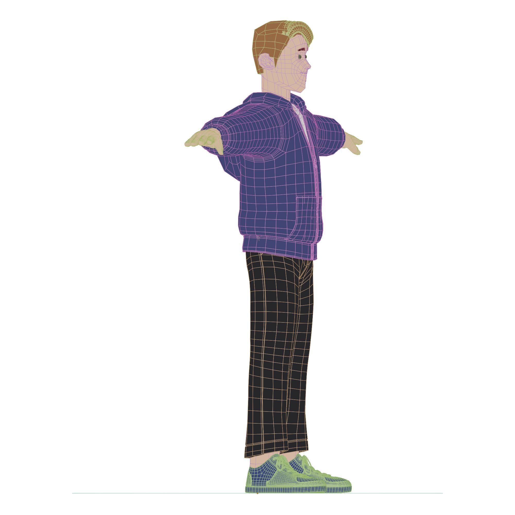 Cartoon Man Rigged Low-poly 3D model_36