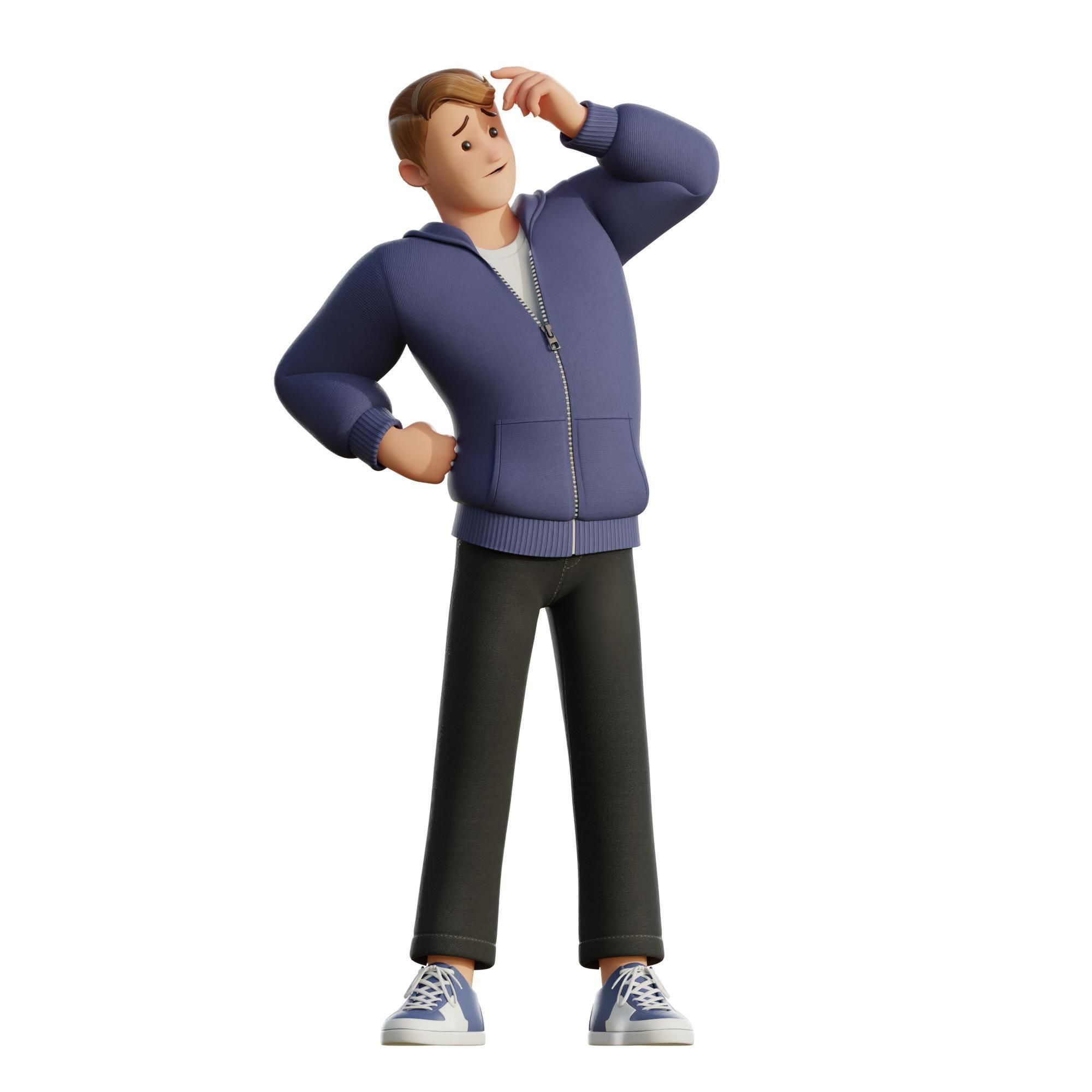 Cartoon Man Rigged Low-poly 3D model_4