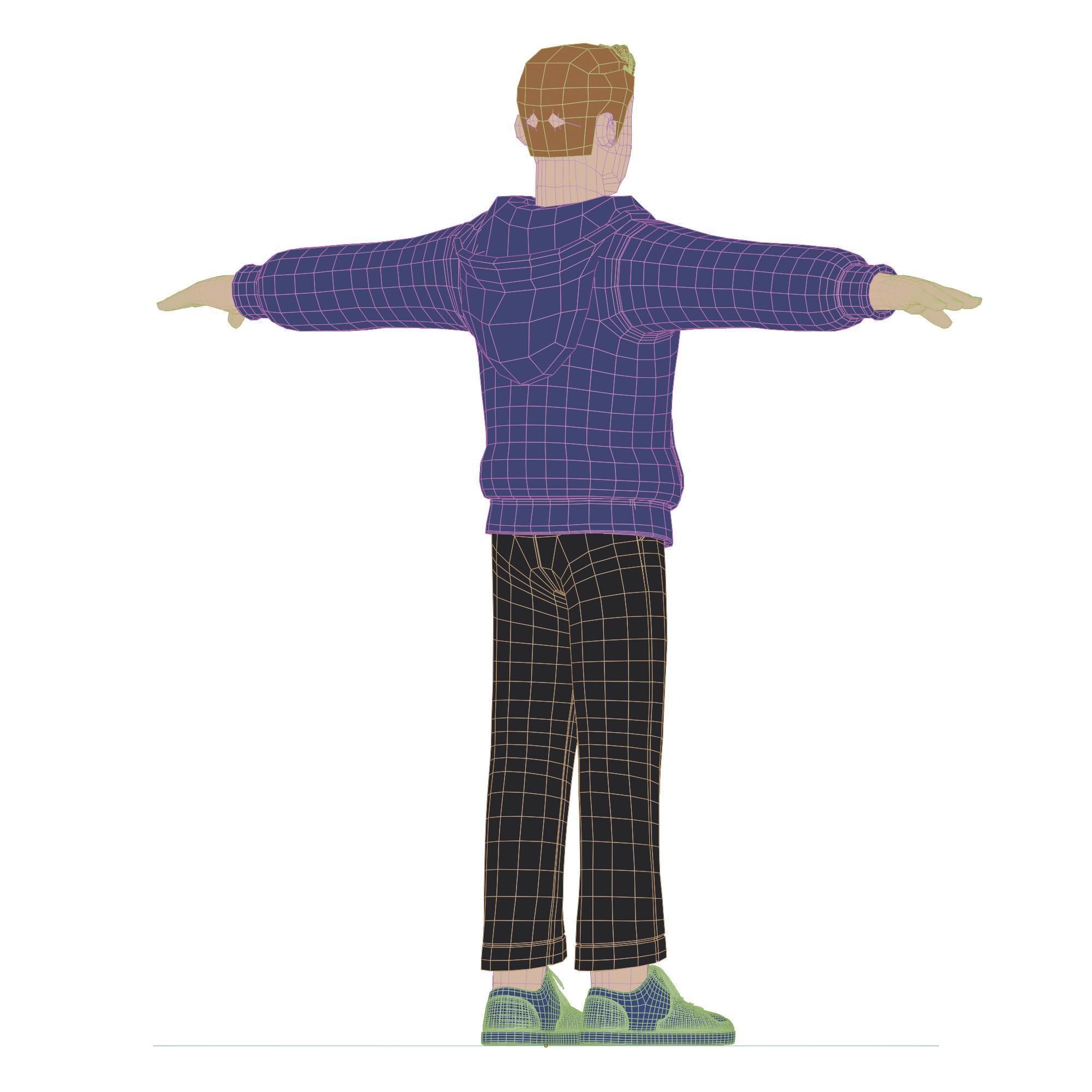 Cartoon Man Rigged Low-poly 3D model_35