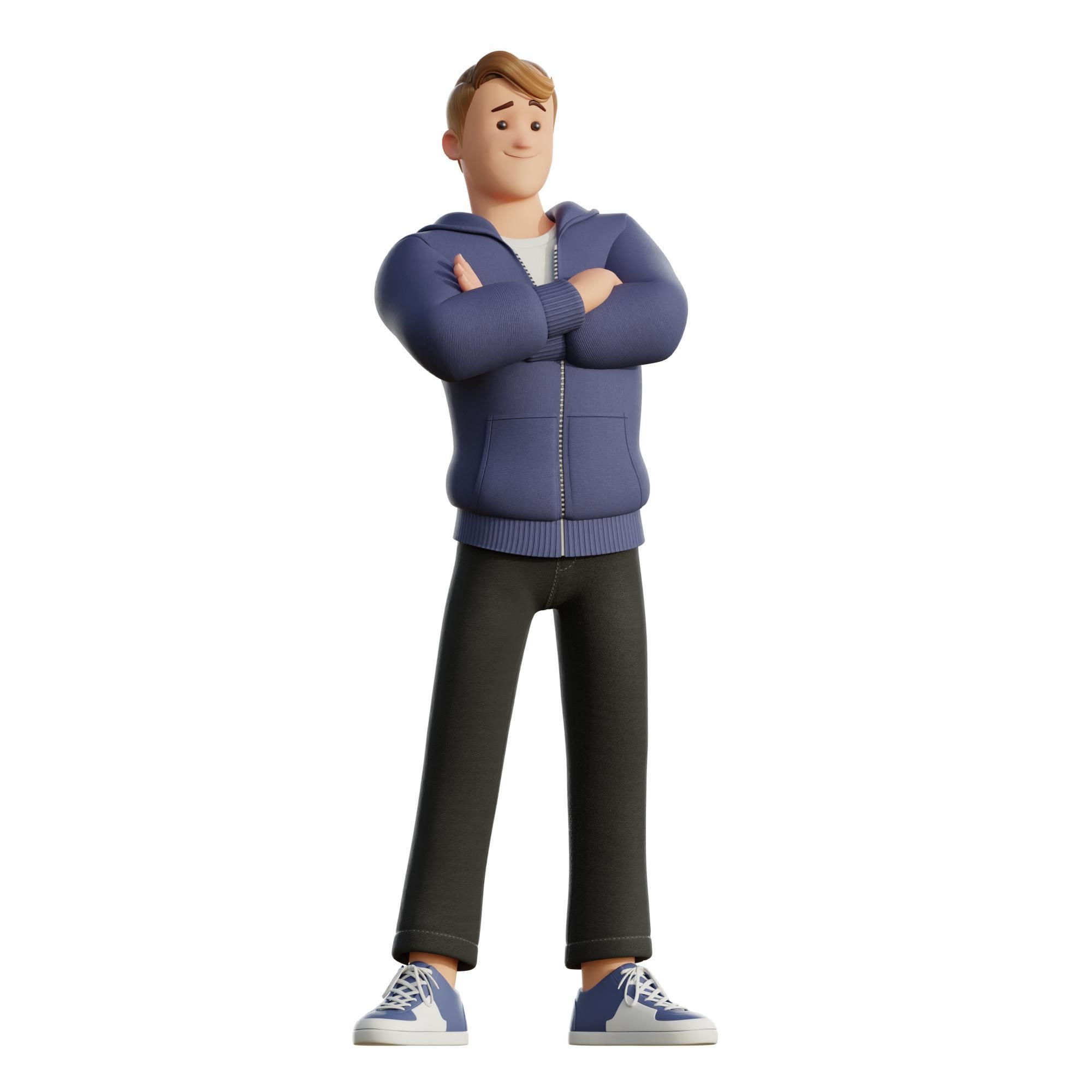 Cartoon Man Rigged Low-poly 3D model_2