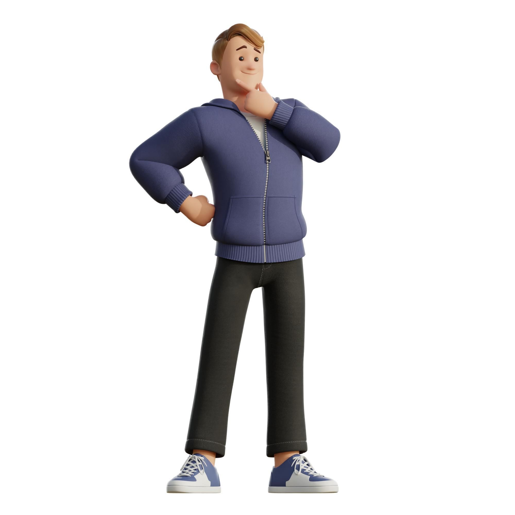 Cartoon Man Rigged Low-poly 3D model_7