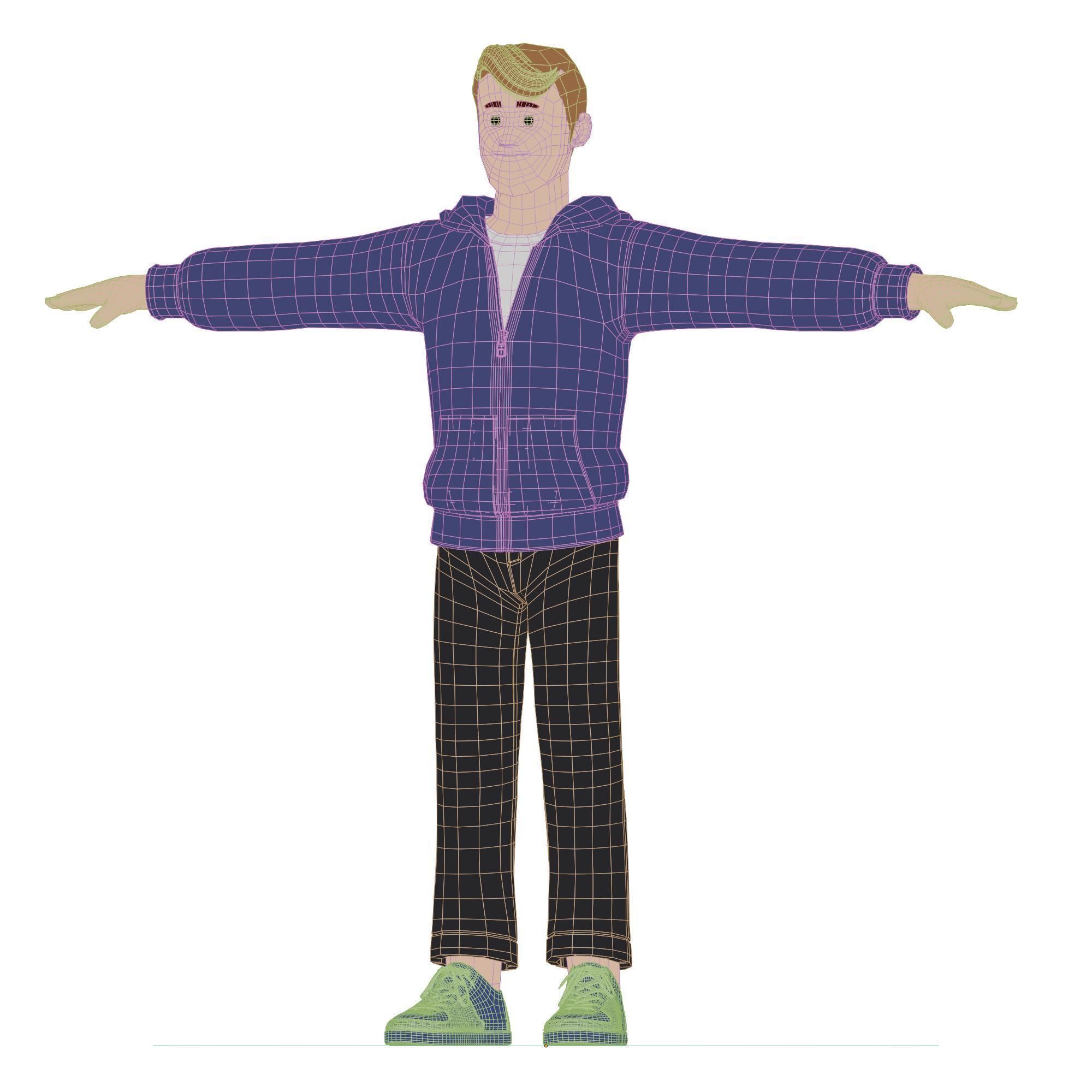 Cartoon Man Rigged Low-poly 3D model_32