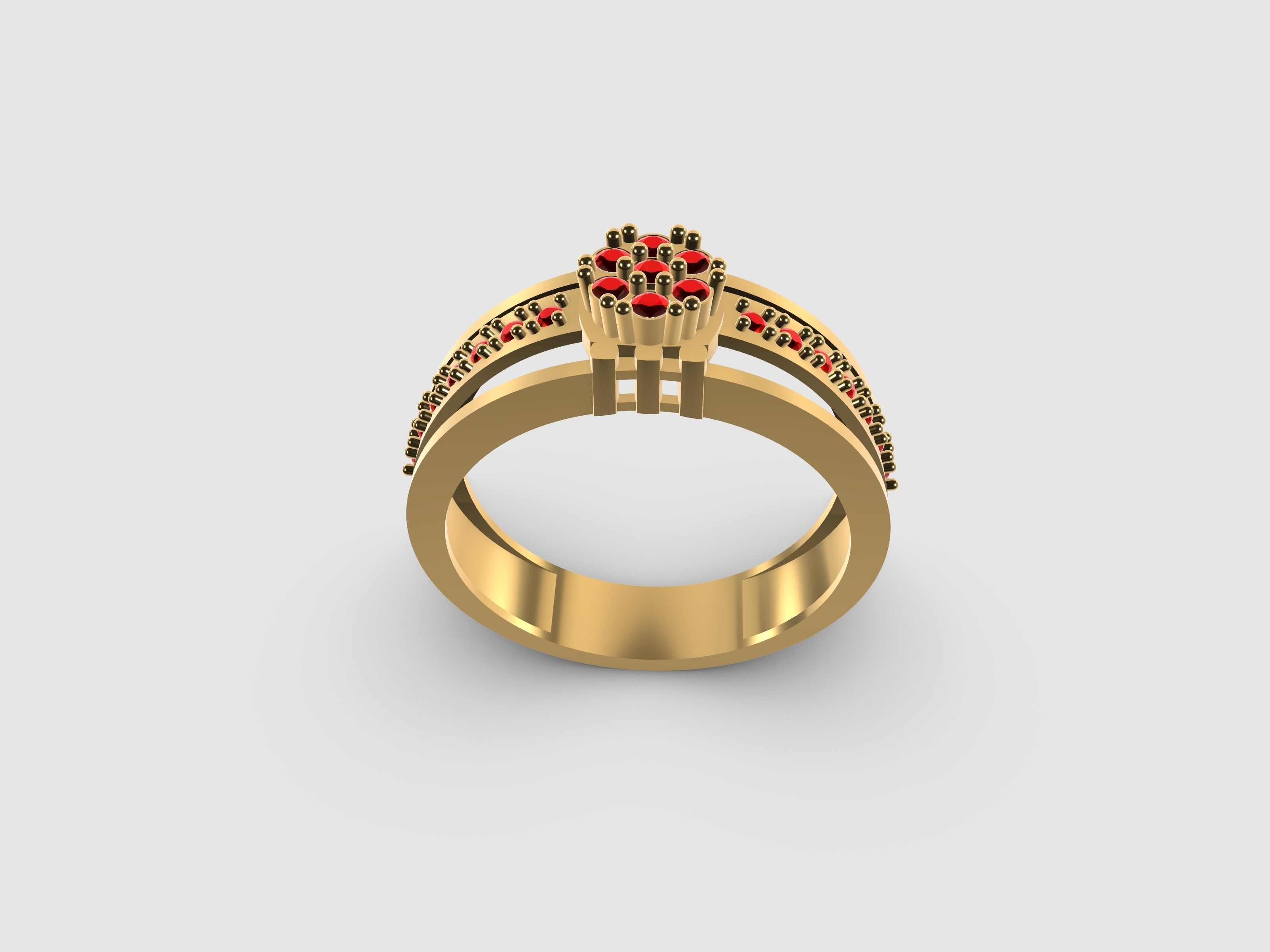 Gold ring with diamonds for women 3D print model_8