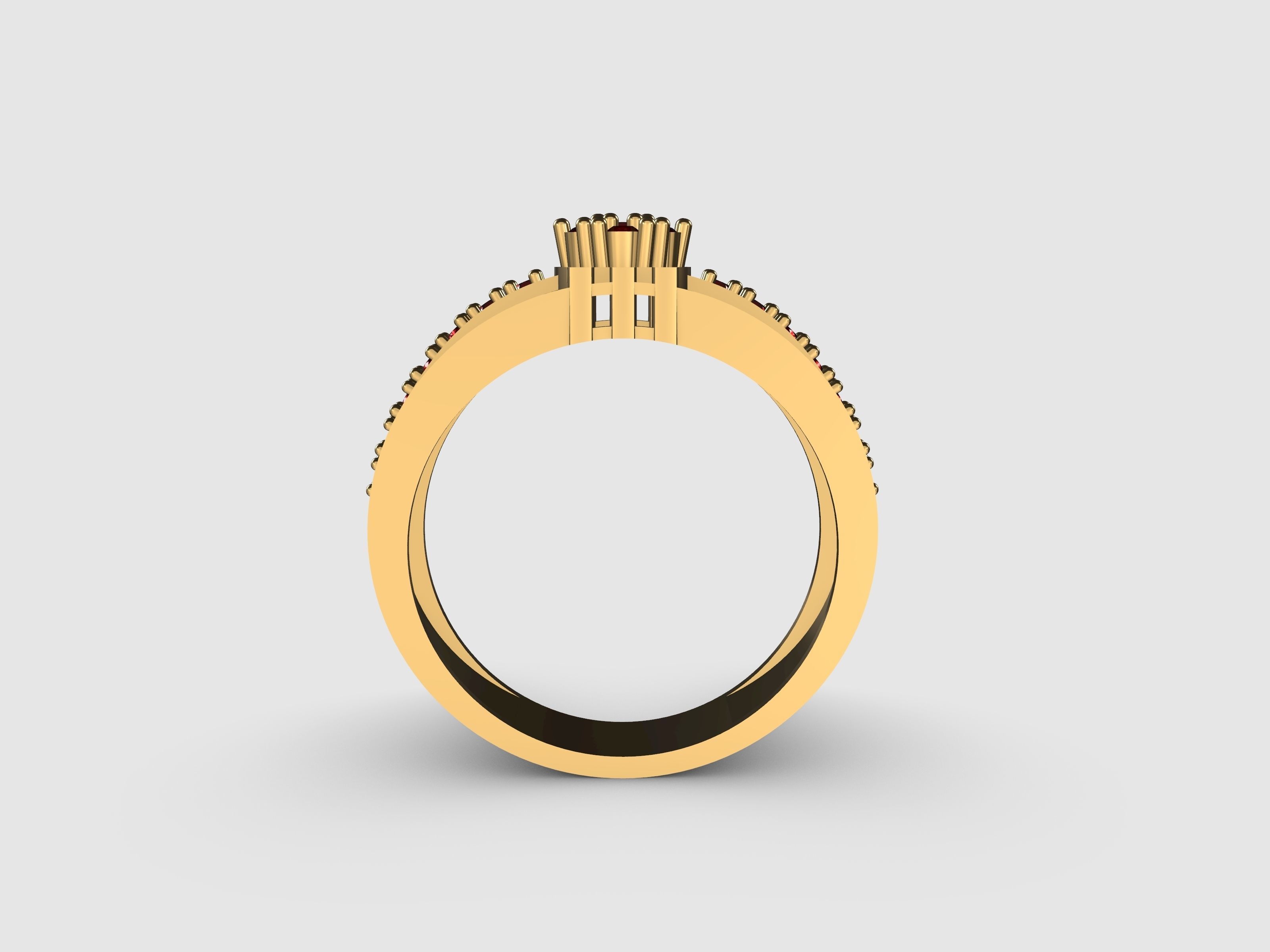 Gold ring with diamonds for women 3D print model_4