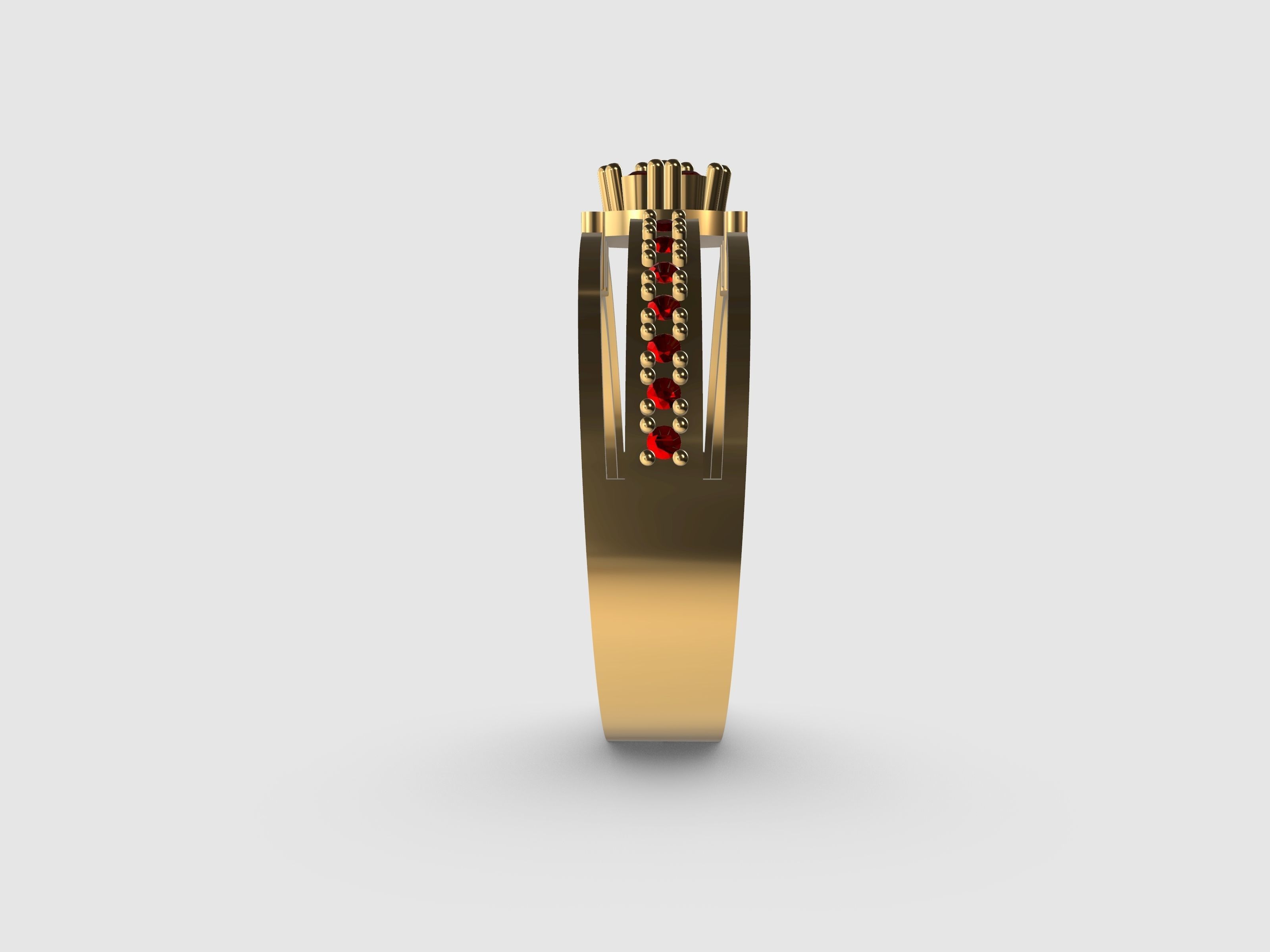 Gold ring with diamonds for women 3D print model_5