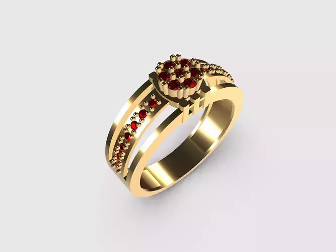 Gold ring with diamonds for women