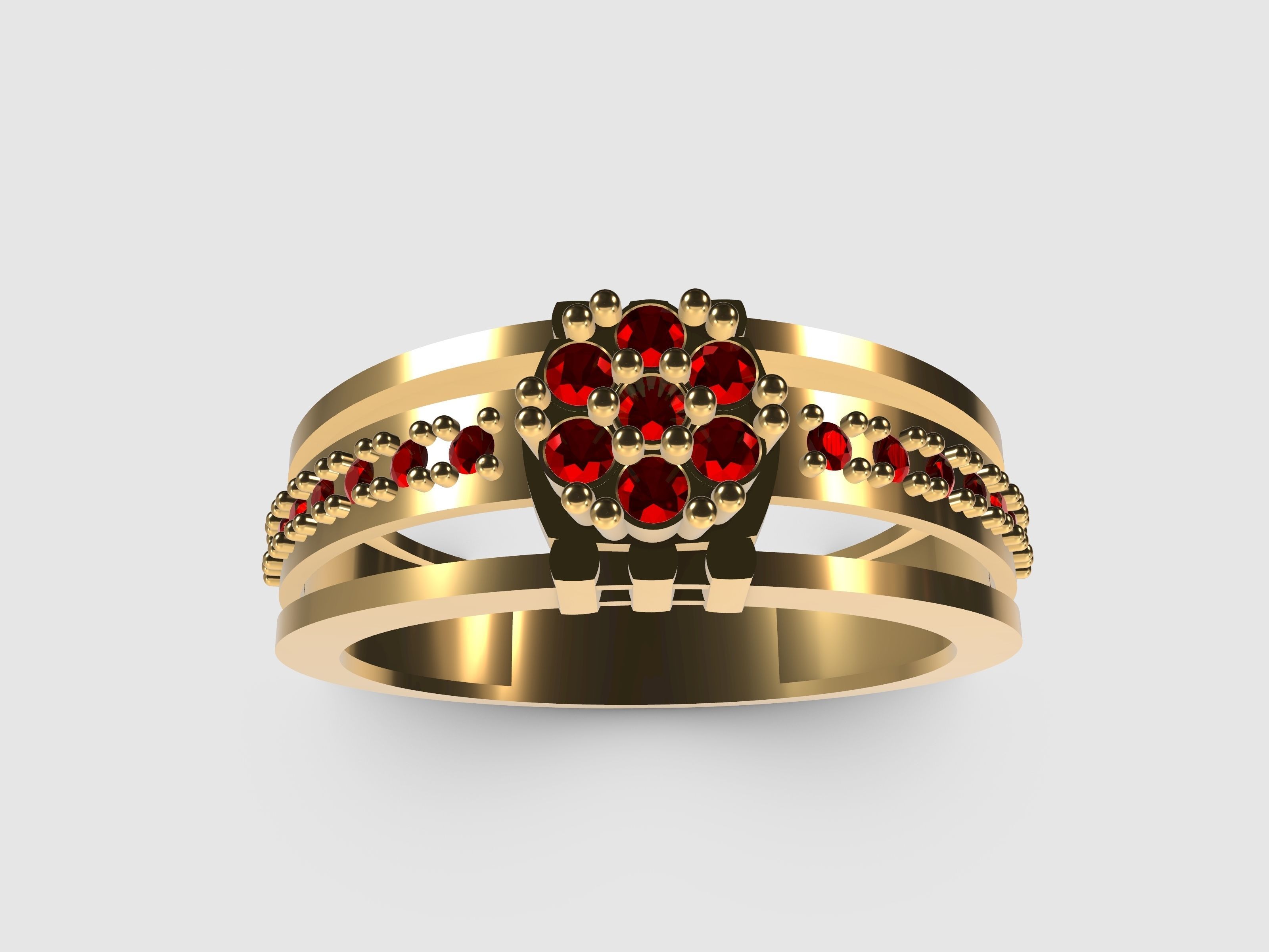 Gold ring with diamonds for women 3D print model_2