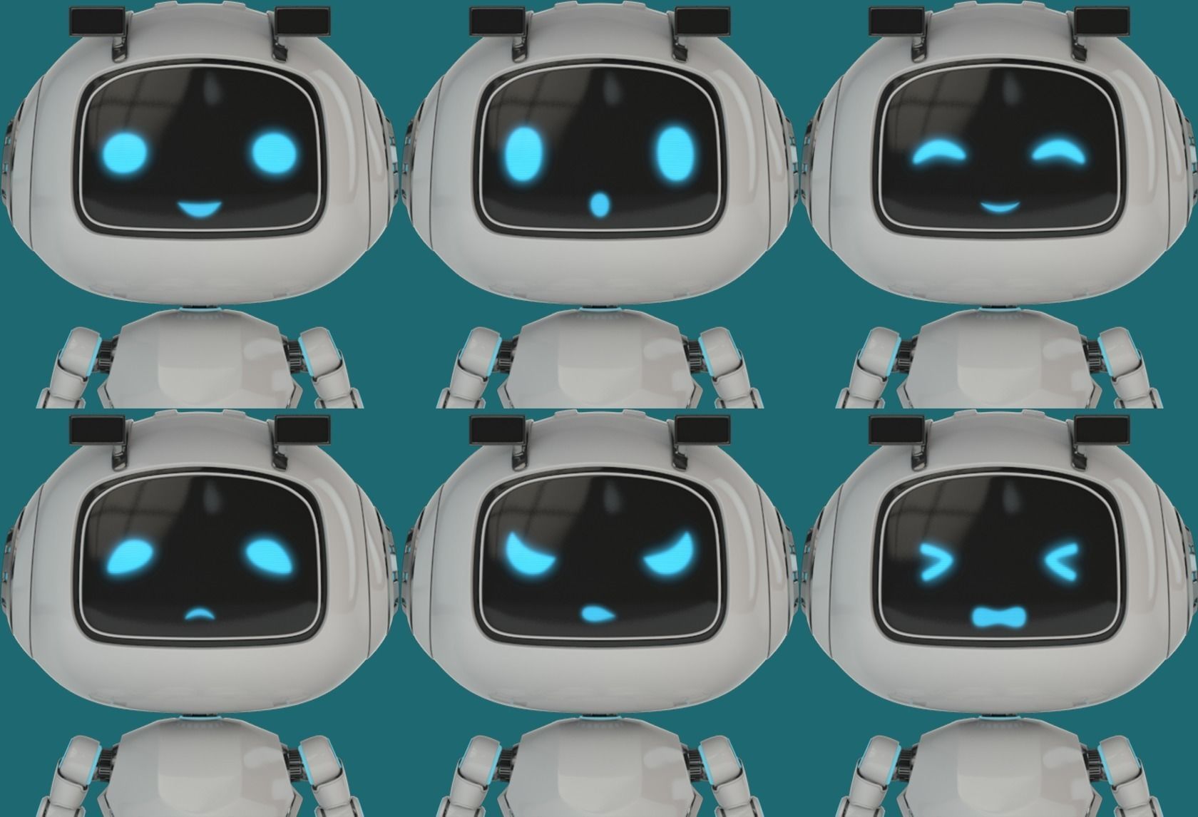 Cartoon Robot Rigged Low-poly 3D model_1