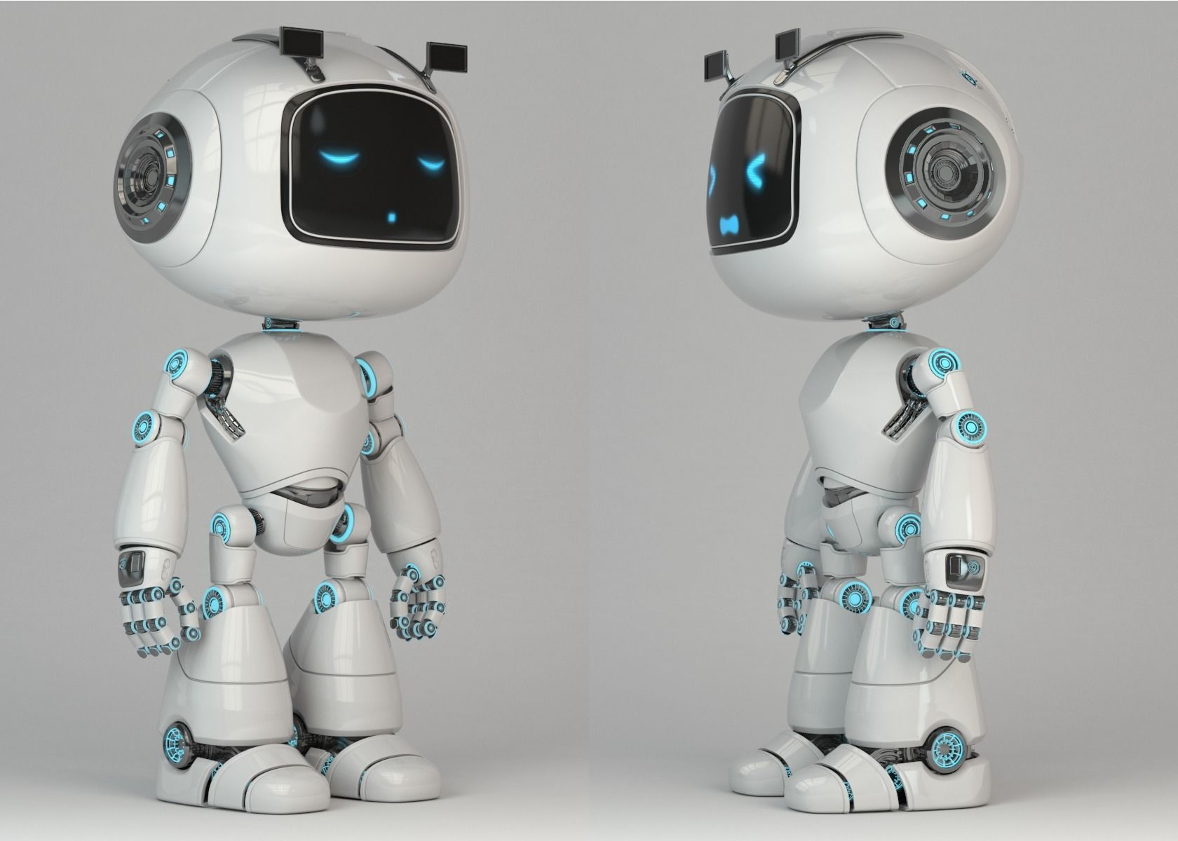 Cartoon Robot Rigged Low-poly 3D model_6