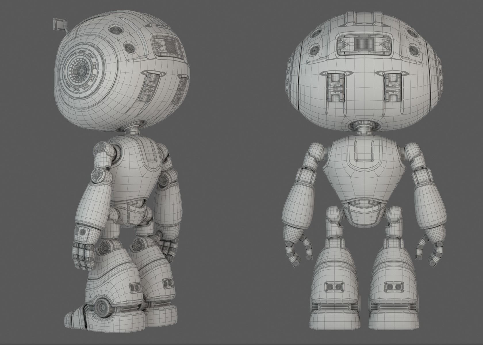 Cartoon Robot Rigged Low-poly 3D model_16