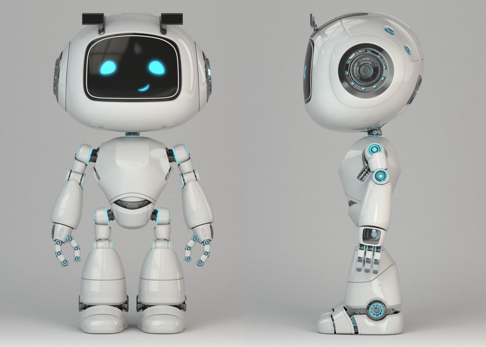 Cartoon Robot Rigged Low-poly 3D model_5