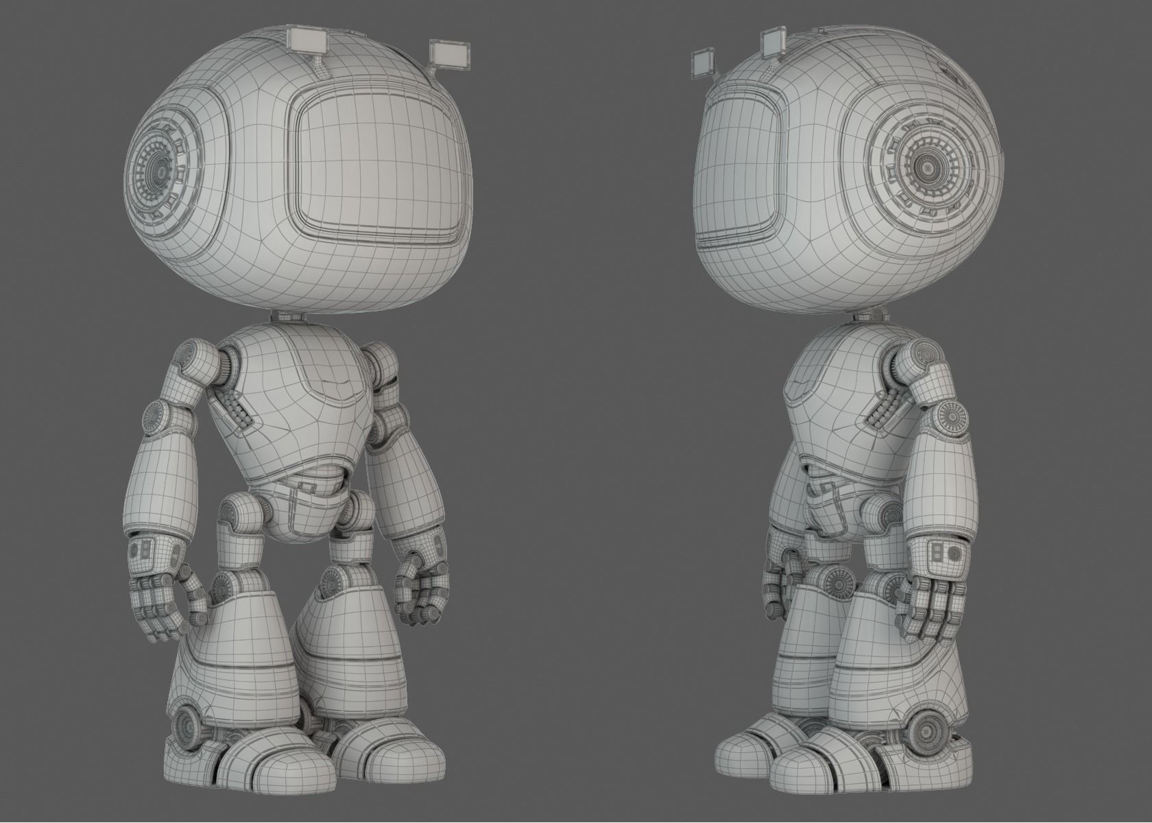 Cartoon Robot Rigged Low-poly 3D model_15