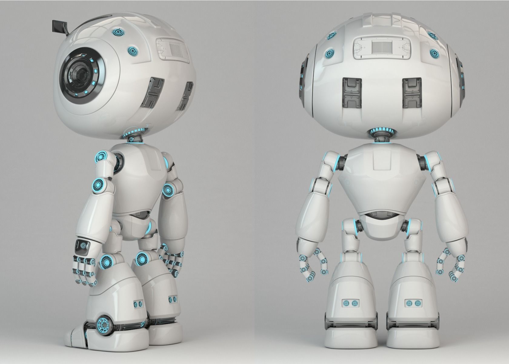 Cartoon Robot Rigged Low-poly 3D model_4