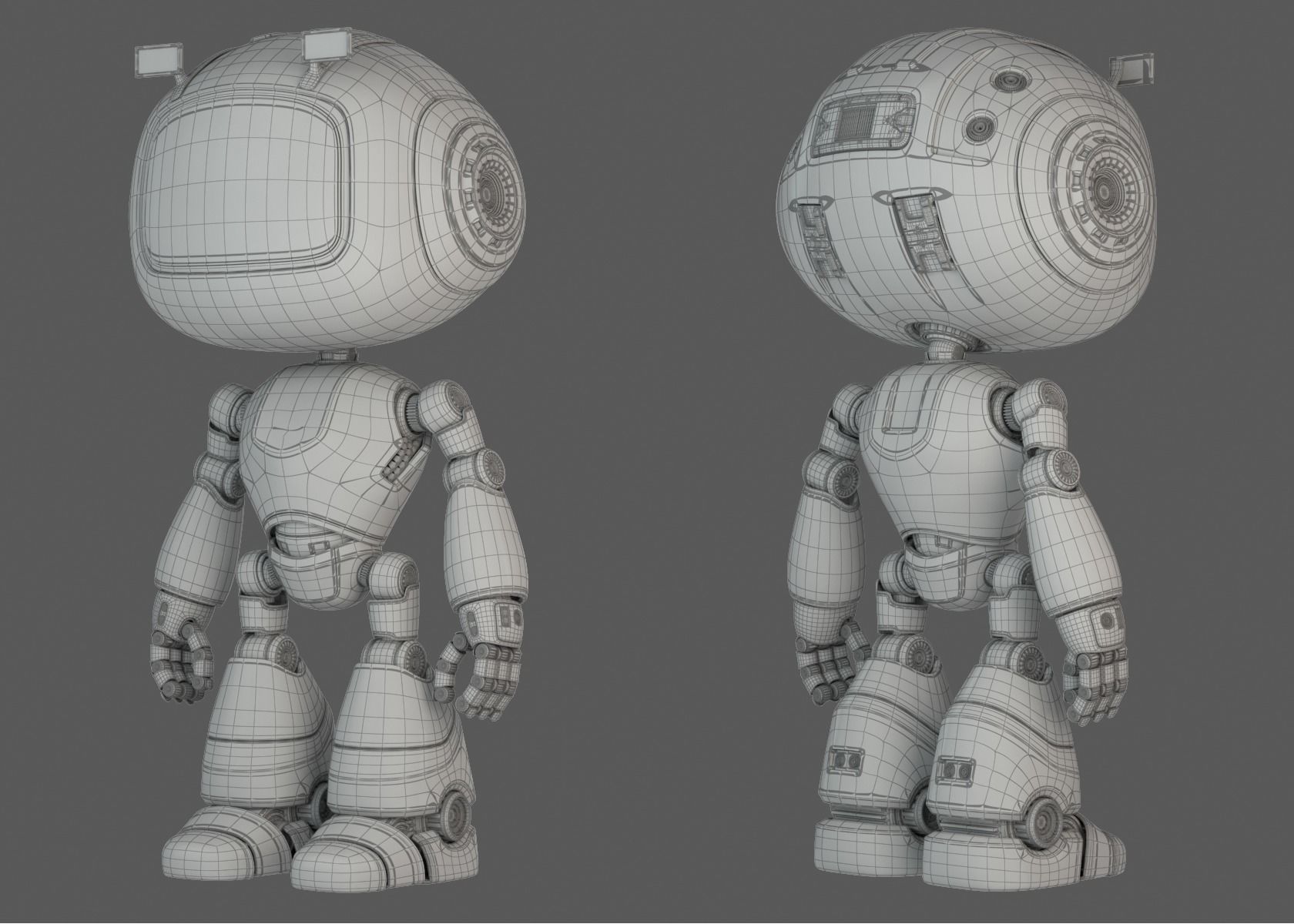 Cartoon Robot Rigged Low-poly 3D model_14