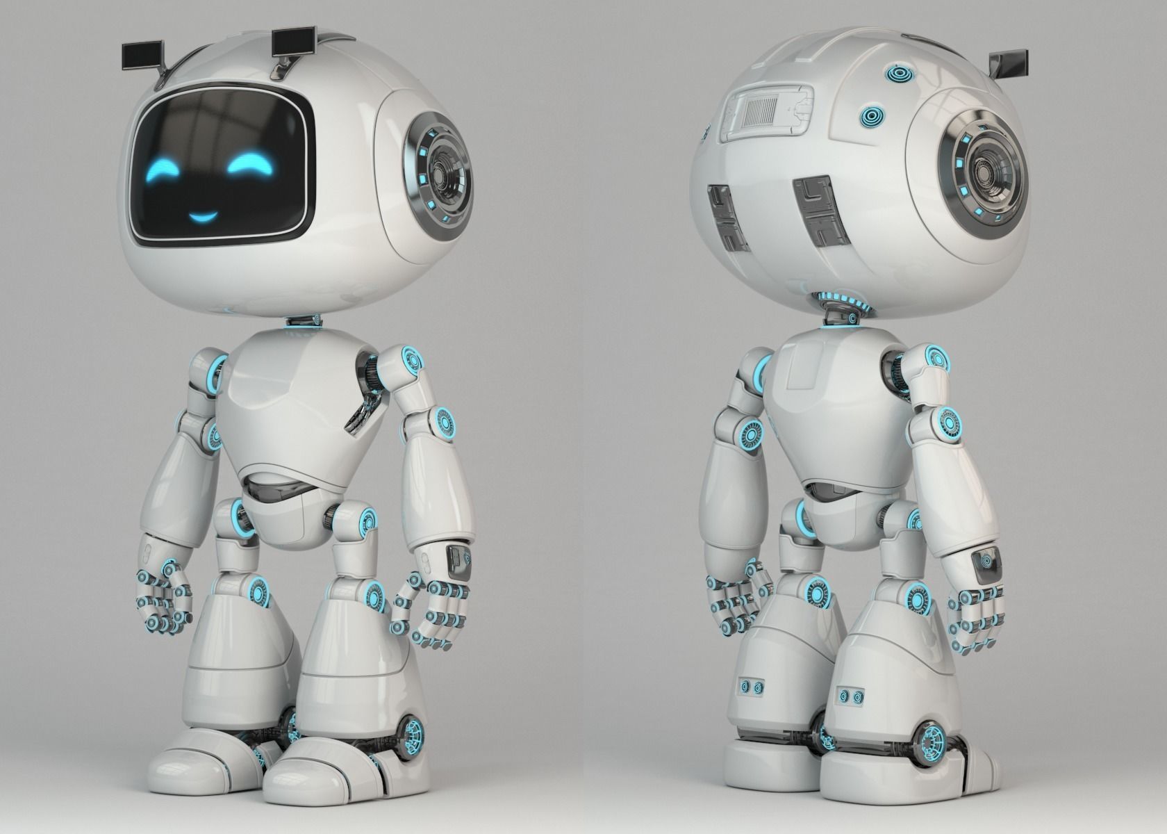 Cartoon Robot Rigged Low-poly 3D model_3