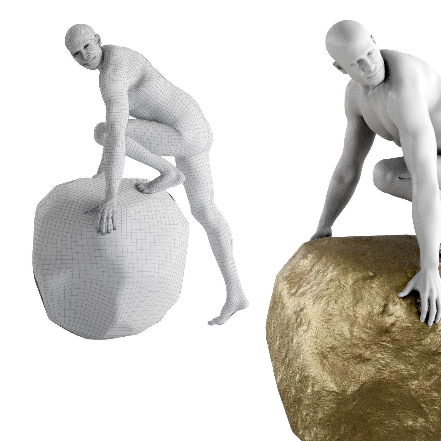 Kailoni Statue white gold 3D model_6