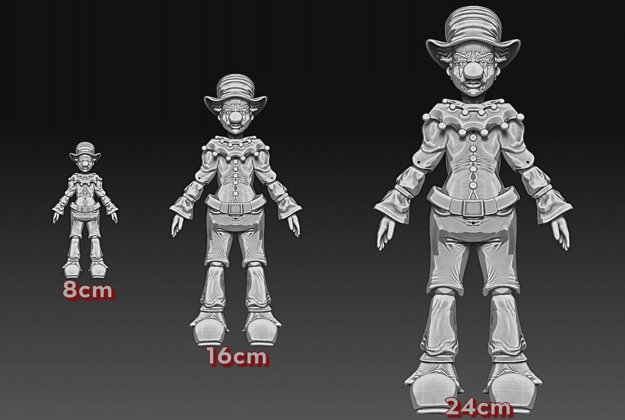 Articulated Clown Figure 3D Print Model 8cm 16cm 24cm 3D print model_9